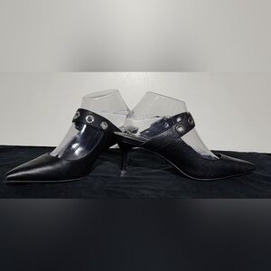 Kenneth Cole NY - Black Pointed - Toe Heels - Studded Strap - Womens Size 9.5